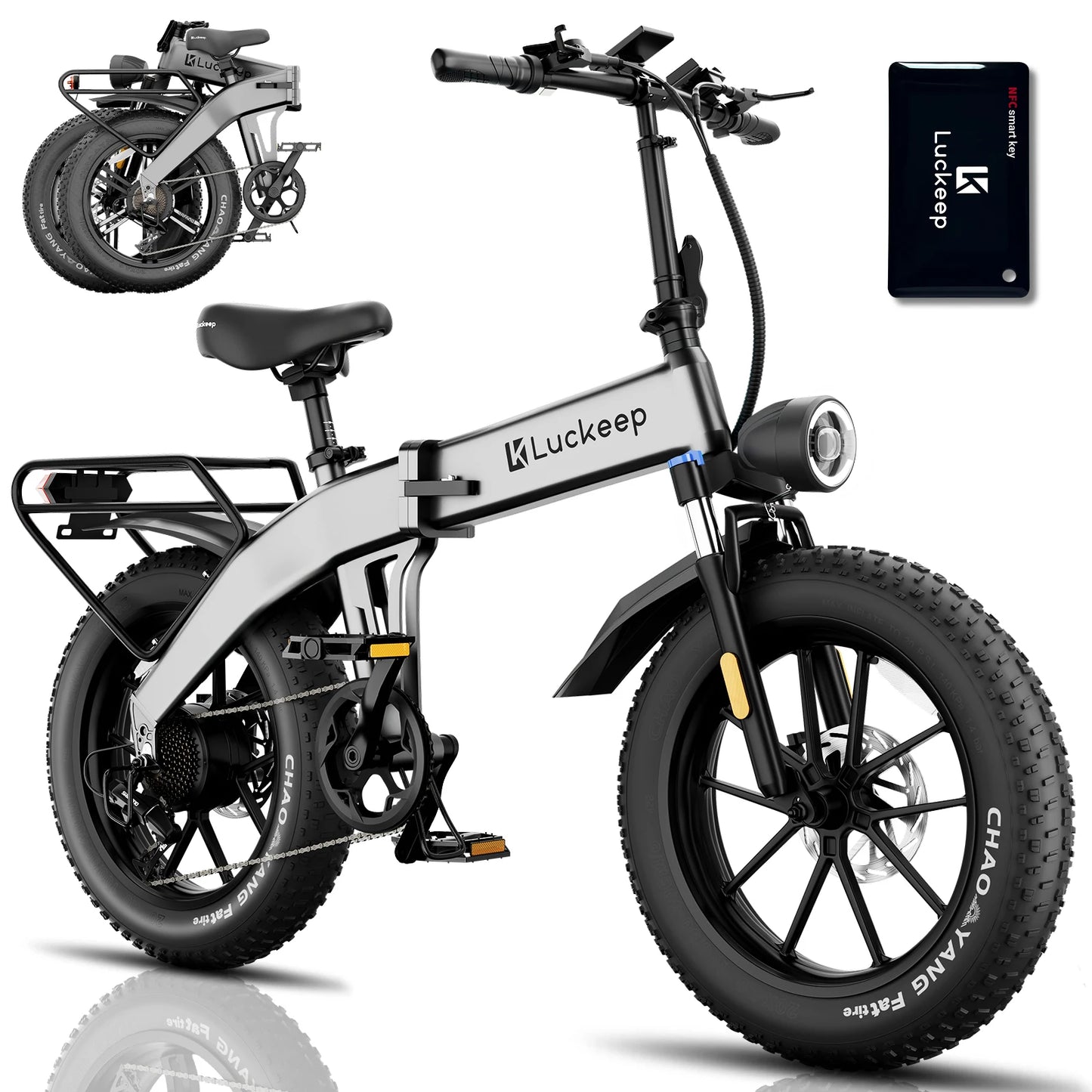 Luckeep X1 Folding Electric Bike for Adults 1500W Peak Motor,30 60 Miles,720WH Battery 20" x 4.0" Fat Tire Foldable Ebike