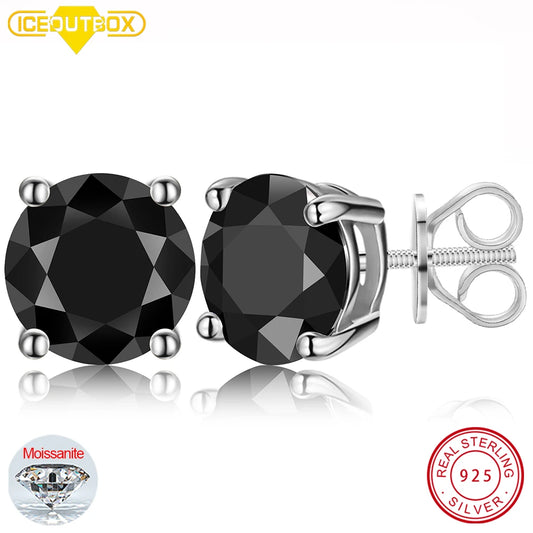 Real 0.5-2 Carat Black Moissanite Earrings