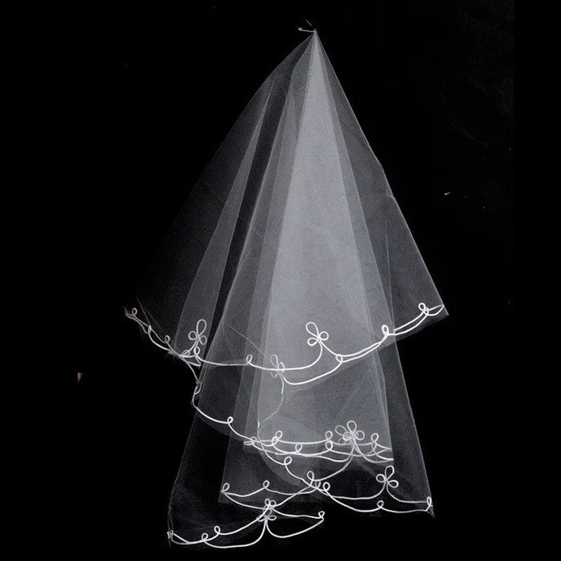 Short Simple Wedding Veil Tulle Two Layer With Comb White Ivory Bridal Veil for Bride for Marriage Wedding Accessories