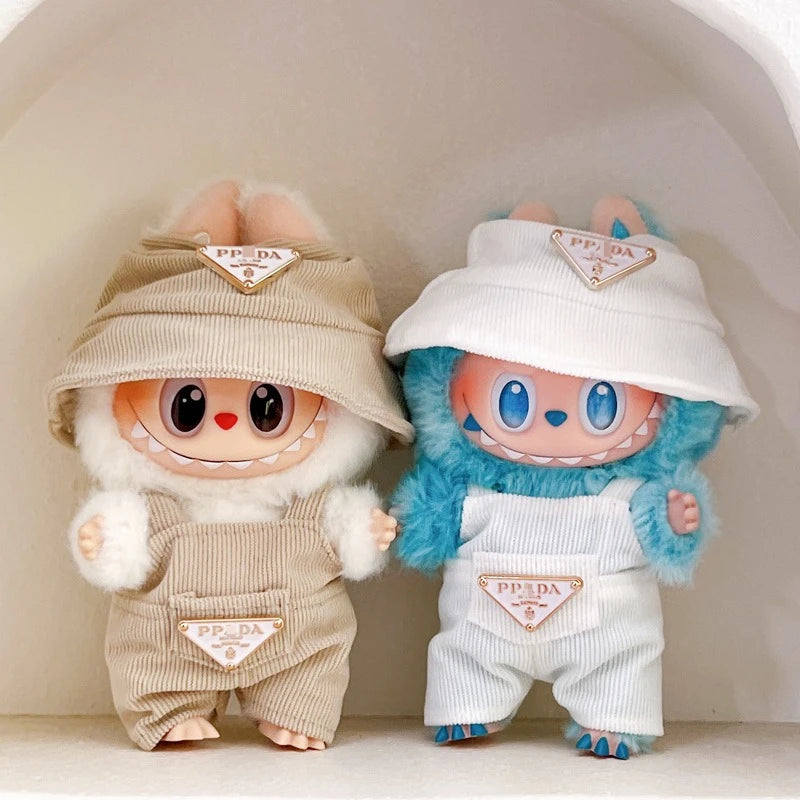Labubu Clothes Corduroy Mini Doll Clothing Set Cute Hats Clothes Vinyl Doll Accessories Training Sitting Party Games Toys