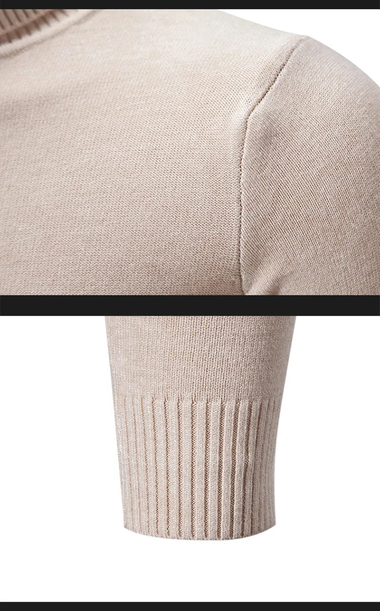 New Sweatwear Men's Half Neck Basic Solid Color Sweaters Round Neck Elastic Pullovers Warm Autumn Knitted Oversized Sweater Men