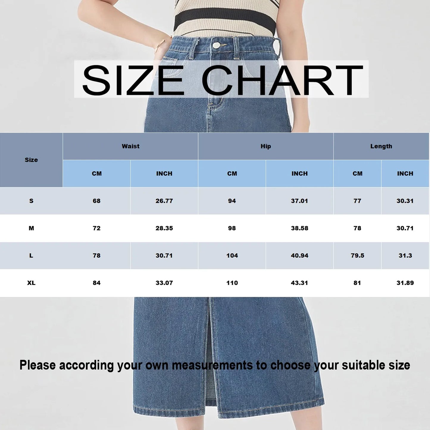 Washed Denim Skirt Long