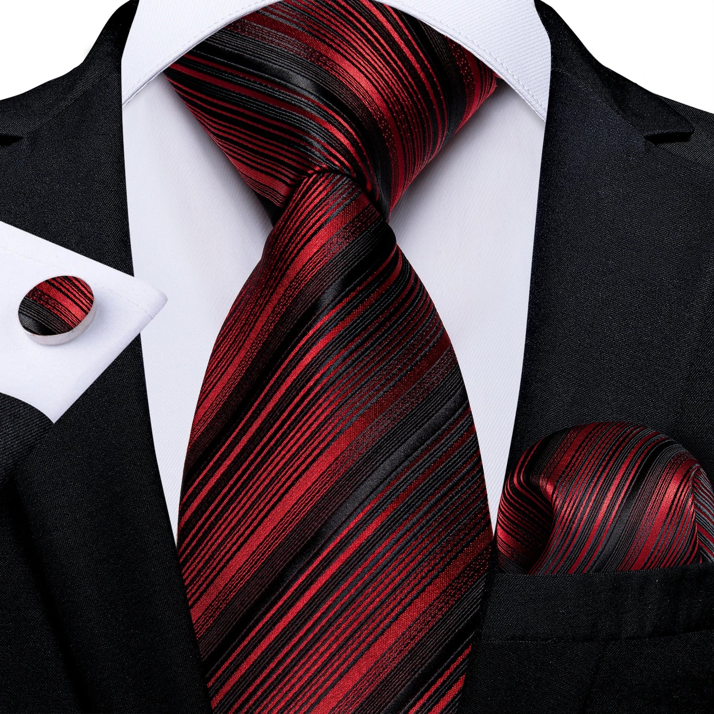 Gold Black Striped Silk Neck Ties