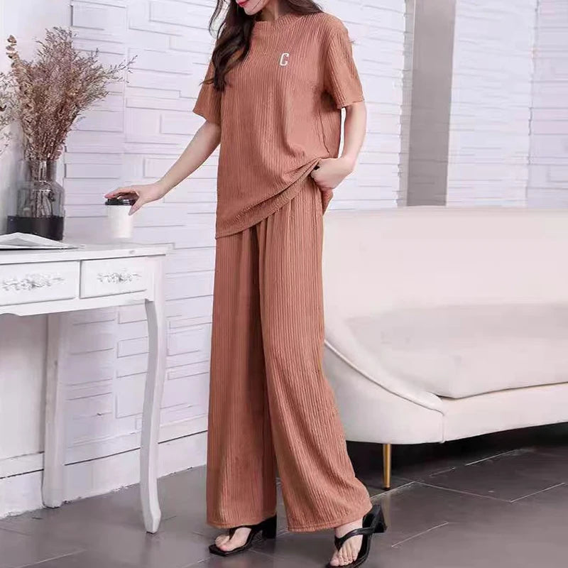 Woman Causal 2 Pieces Pajamas Home Wear Loungewear