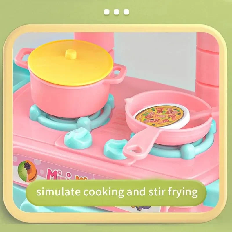 Mini Kitchen Counter Play Set DIY Simulated Cooking Food Tableware