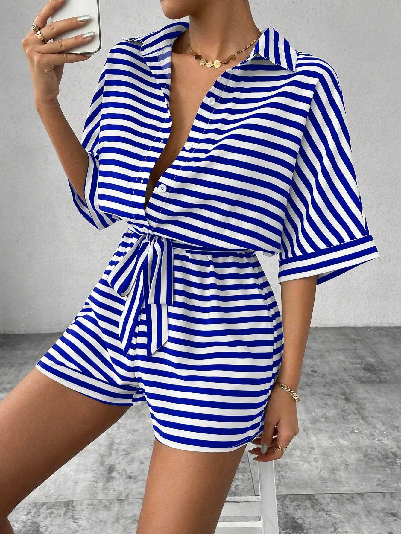 Shirt Top+ Shorts 2-piece Sets Woman