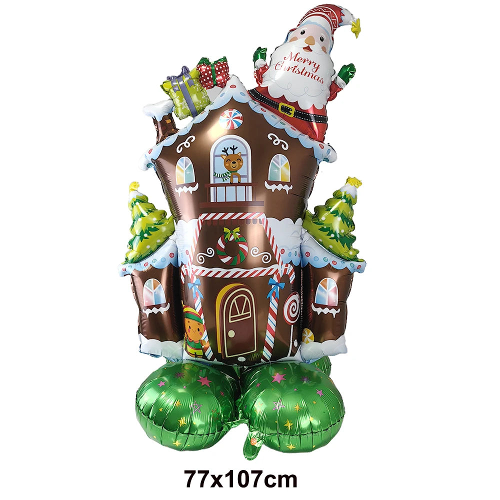 Christmas Inflatable Reindeer Balloons Standing Elk Xmas Gift Box Foil Balloons Christmas Birthday Decoration kids Party Ballons