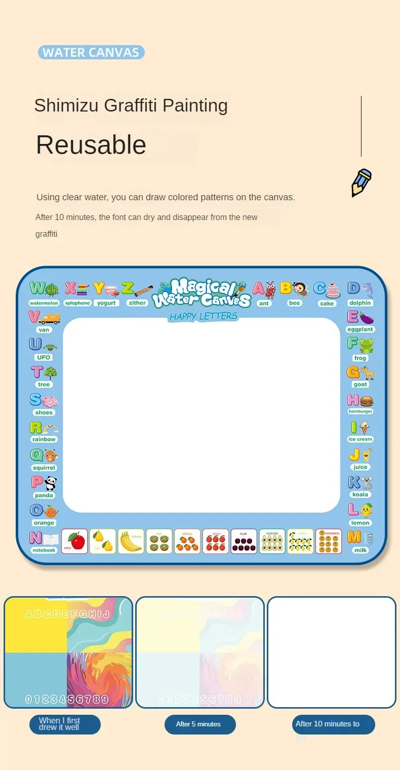 100x80CM Magic Water Drawing Mat Coloring Doodle with Reusable Magic Pens Montessori Painting Board Educational Toys Kids Gifts