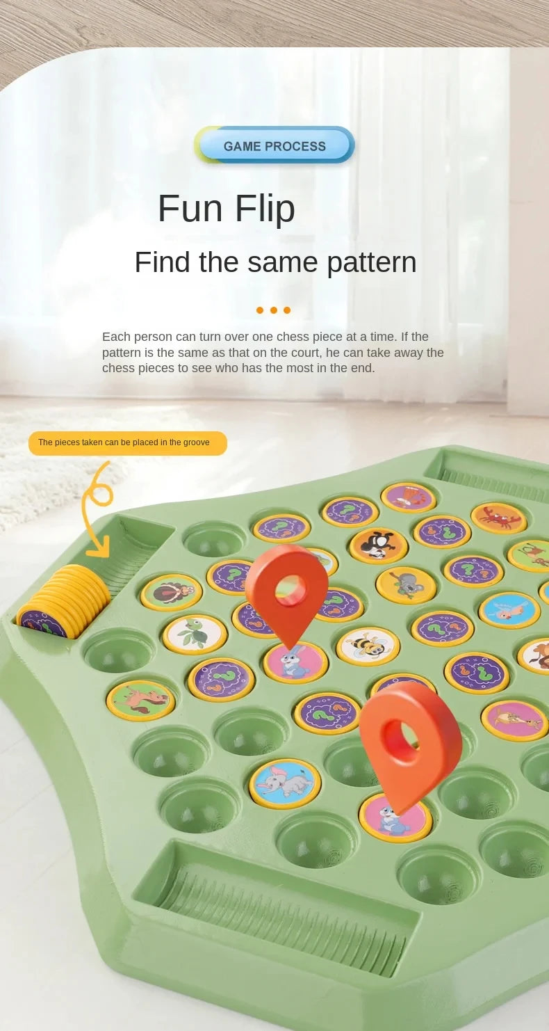 Animal Flip Chess Fun Memory Game Board Games Parent-Child Interactive Family Party Board Games Children Adult Social Table Game