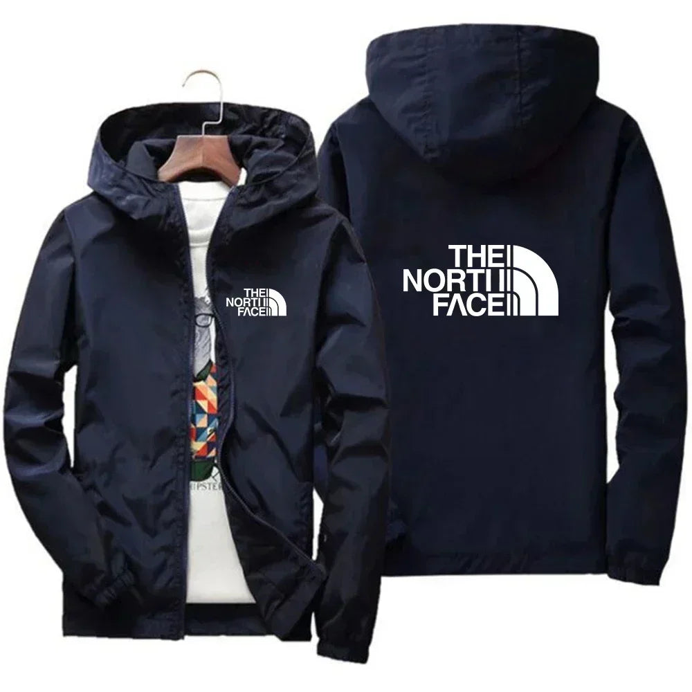 2025 New European and American men's fashion jacket, windproof and waterproof zipper hooded overcoat, spring and winter outdoor