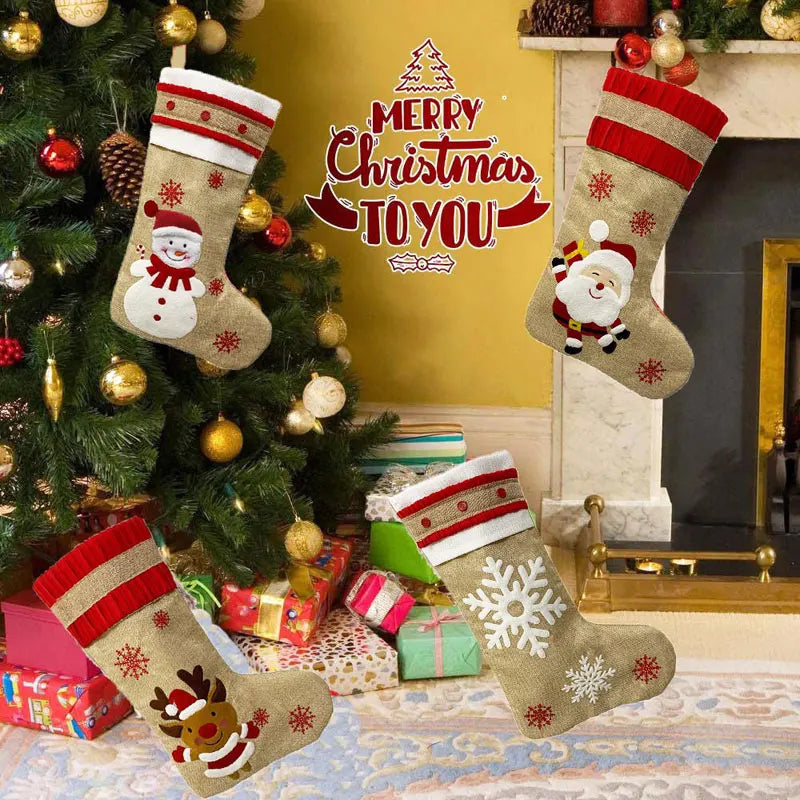 Christmas Stocking Gift Candy Bag Large 2025 New Year Oversize Sock