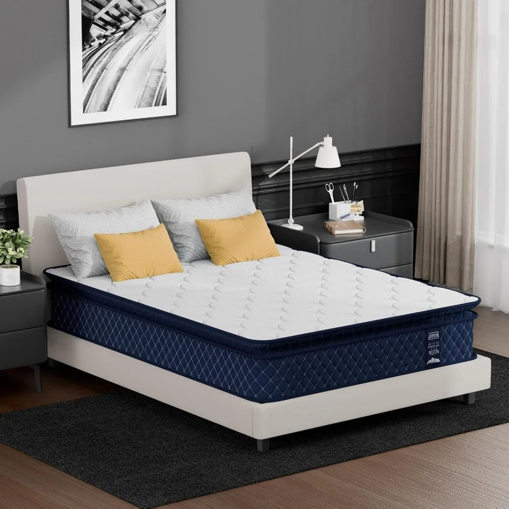 King Mattress 12 Inch, Memory Foam Hybrid King Size Mattress in a Box with Independent Spring, Medium Firm, Edge Support & Press