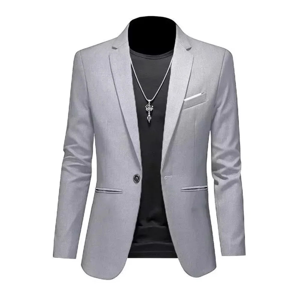 Men's Trendy Leisure Boutique Suit Jacket  Autumn Casual Business Slim Fit Non-ironing Single Button Suit