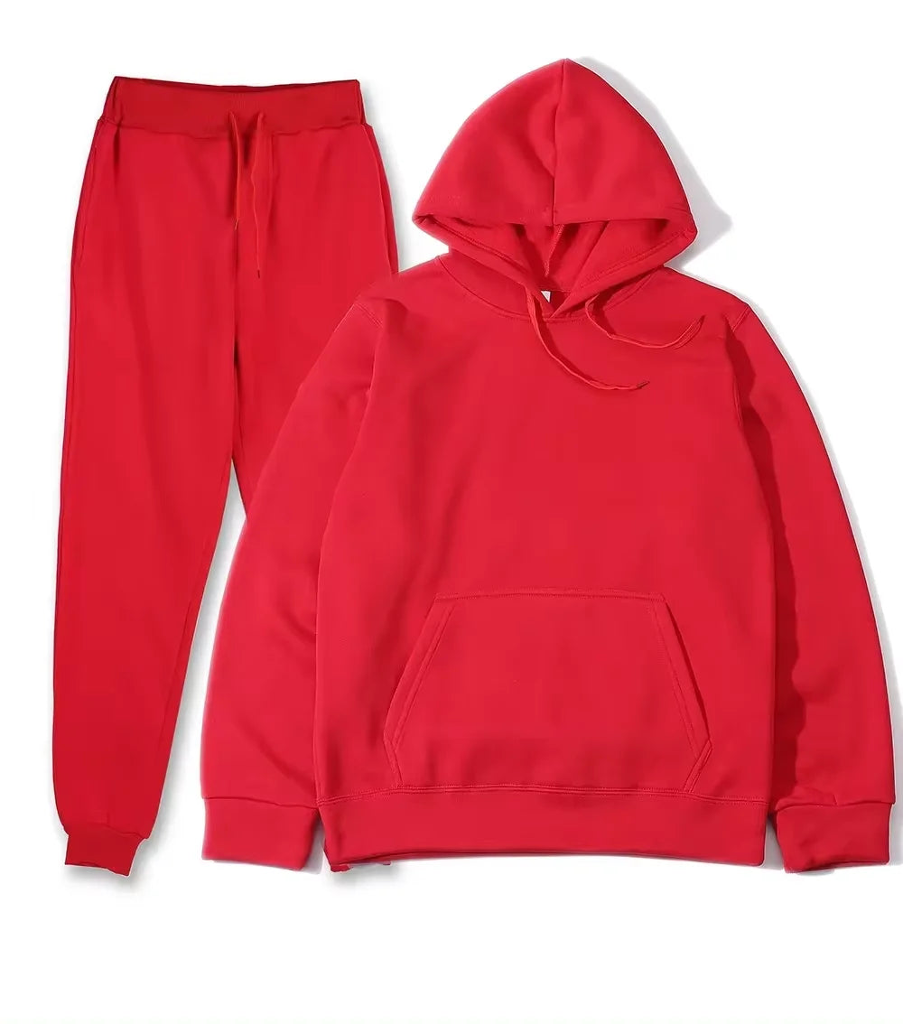 2024 Autumn/Winter New Velvet Warm Hoodie Sports Pants Two Piece Set for Men and Women