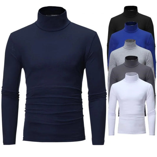 Autumn Winter Men's High Neck Apparel Pullover Thermal Tops