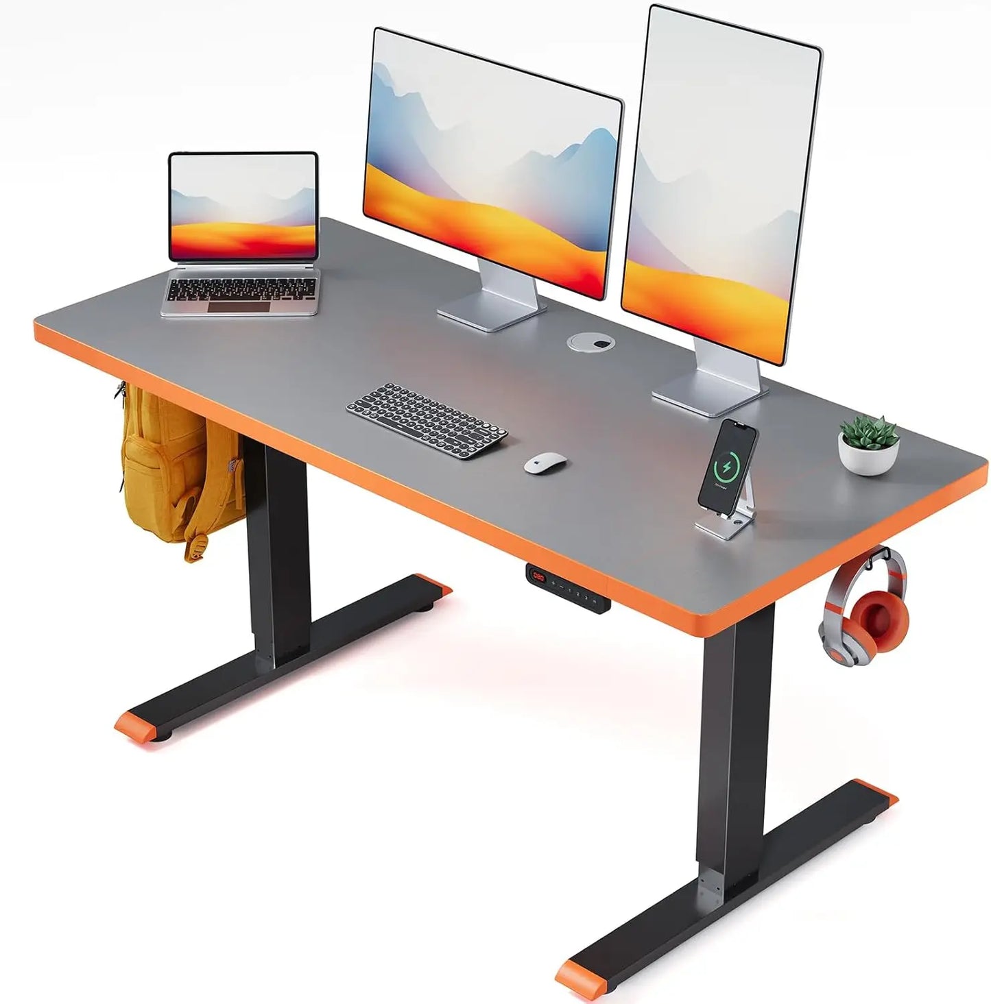 Electric Standing Desk Adjustable - 48 x 24 Inch Sit Stand up Desk with Cable Management - 3 Memory Preset Adjustable Height