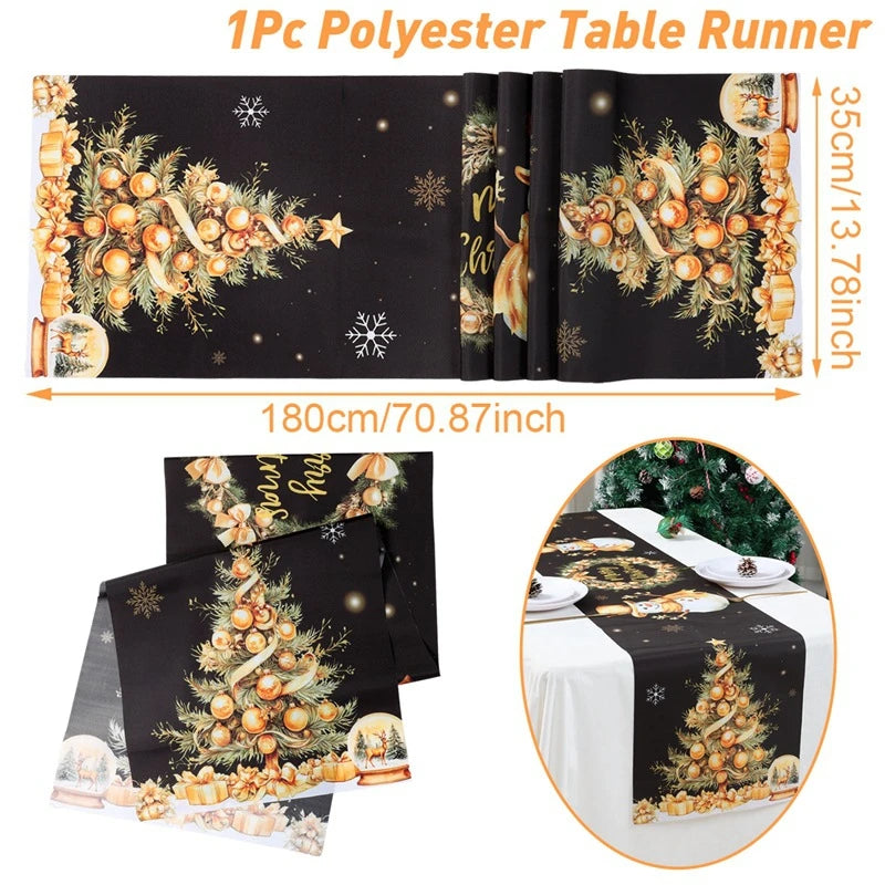 Christmas Table Runner Christmas Decorations Cute Cartoon Santa Claus Gingerbread Man Table Cover Xmas Table Accessories navidad