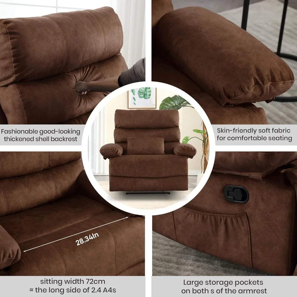 Oversized Recliner Chair – Extra Wide 28.3" Seat, 350 lbs Capacity Recliner for Large Adults, Big and Tall PU Leather Living Roo