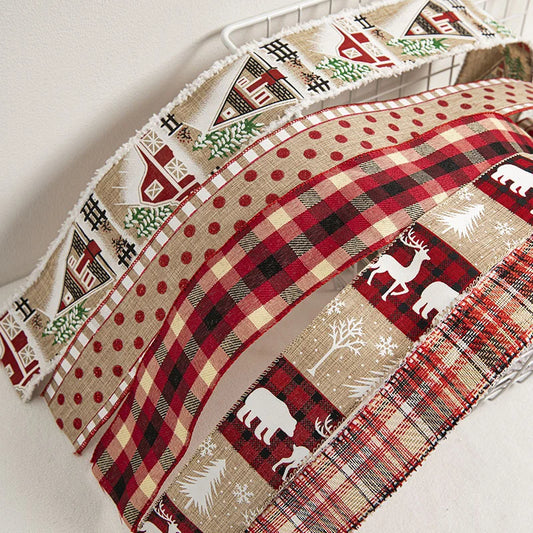 2m Christmas Ribbon XMAS House Elk Lattice DIY Gift Wrapping Festive