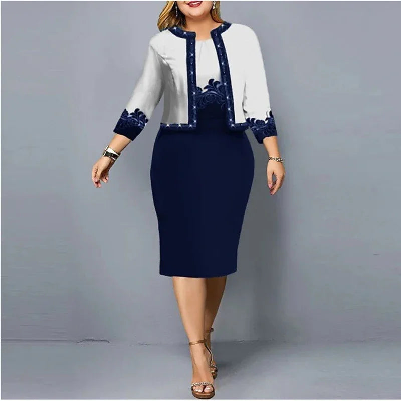 New Solid Women Dress Suits Fashion Floral Printed Cardigan Tops and Tank Dress Casual Elegant Two Piece Sets