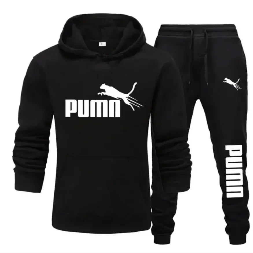 New autumn and winter men's pullover hoodie + pants 2-piece