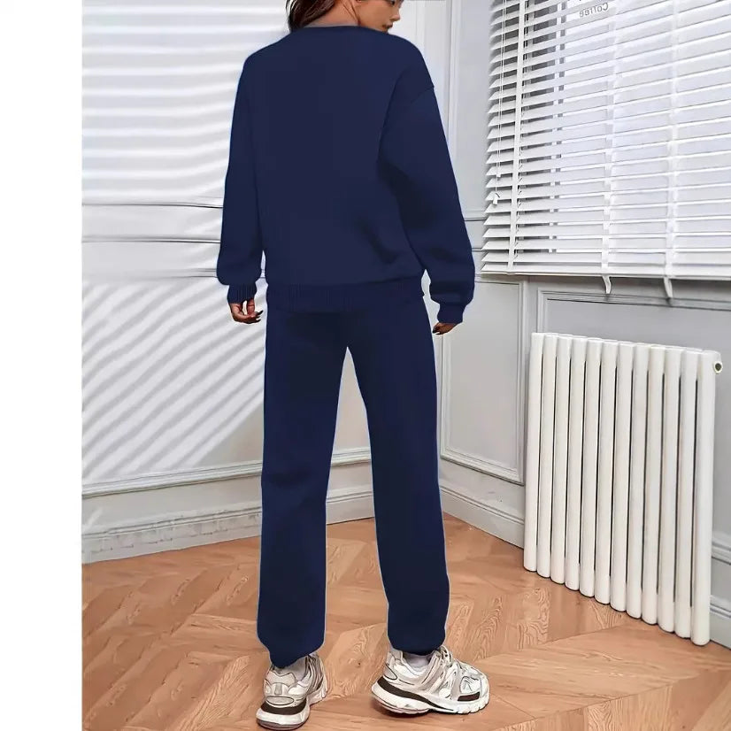 Autumn Winter Fleece Sweatshirt Sports Set Comfortable Polyester Women's Fashion