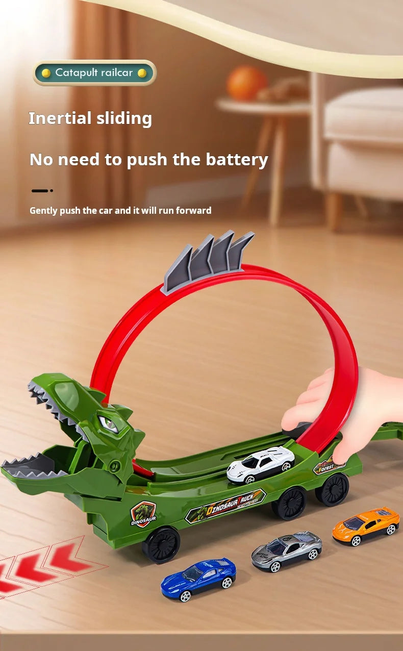Dinosaur Track Car Sliding Railway Toy Shark  DIY Assembled Rail Kids Play Vehicles Educational Toys For Boys Gift