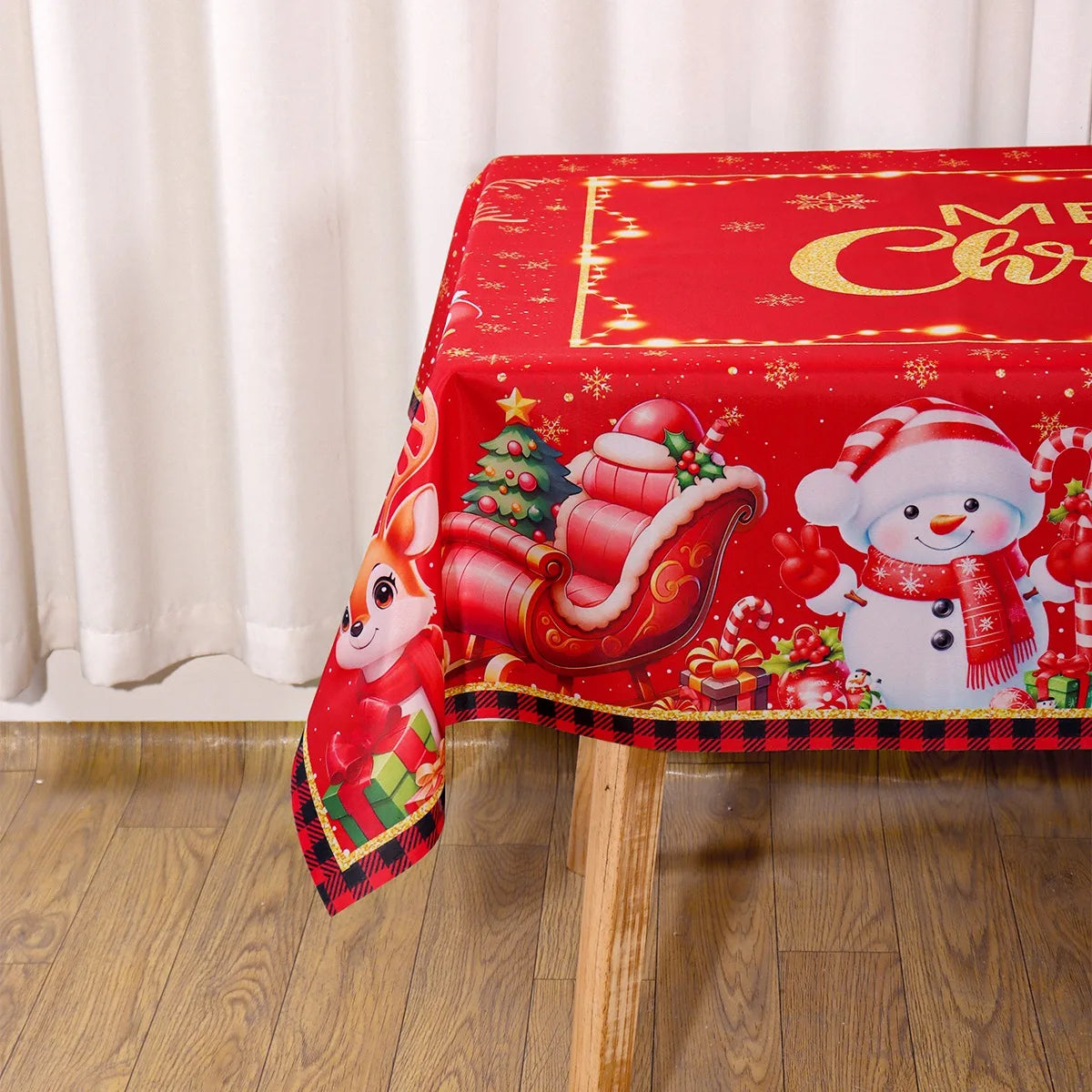 Christmas Tablecloth Christmas Party Decoration 2025 Xmas Table Decor Santa Claus Table Cover Navidad Natal New Year Gift 2026