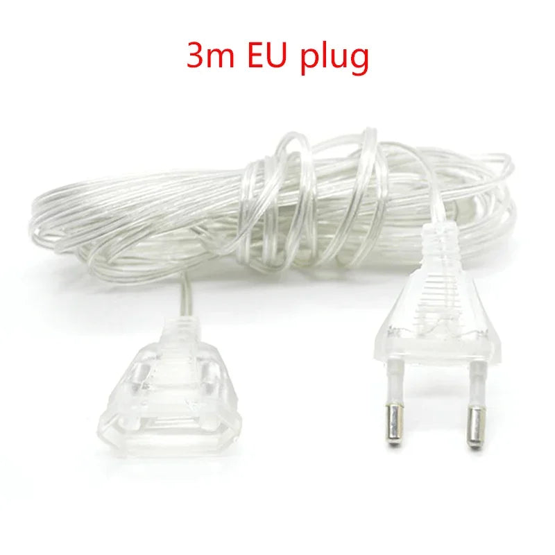 EU / US Plug 3 / 5m Extender Wire For LED String Light Christmas String Extension