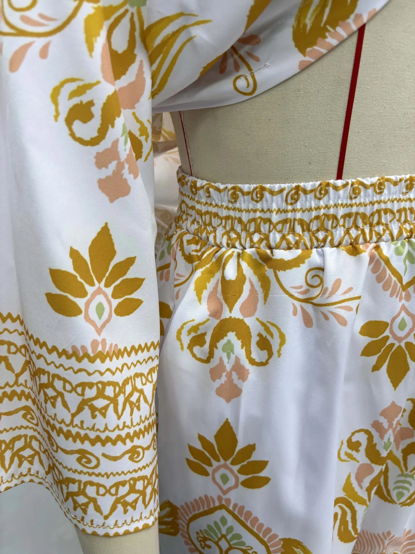 Women Two Pieces Pant Sets Printing Matching Sets Long Sleeves Button Turn Down Collar Top Elastic Waist Pants Loose 2025 Summer