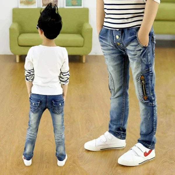 Boys Skinny Jeans Casual Children Denim Long Trousers 4 6 8 10 12 Years Old