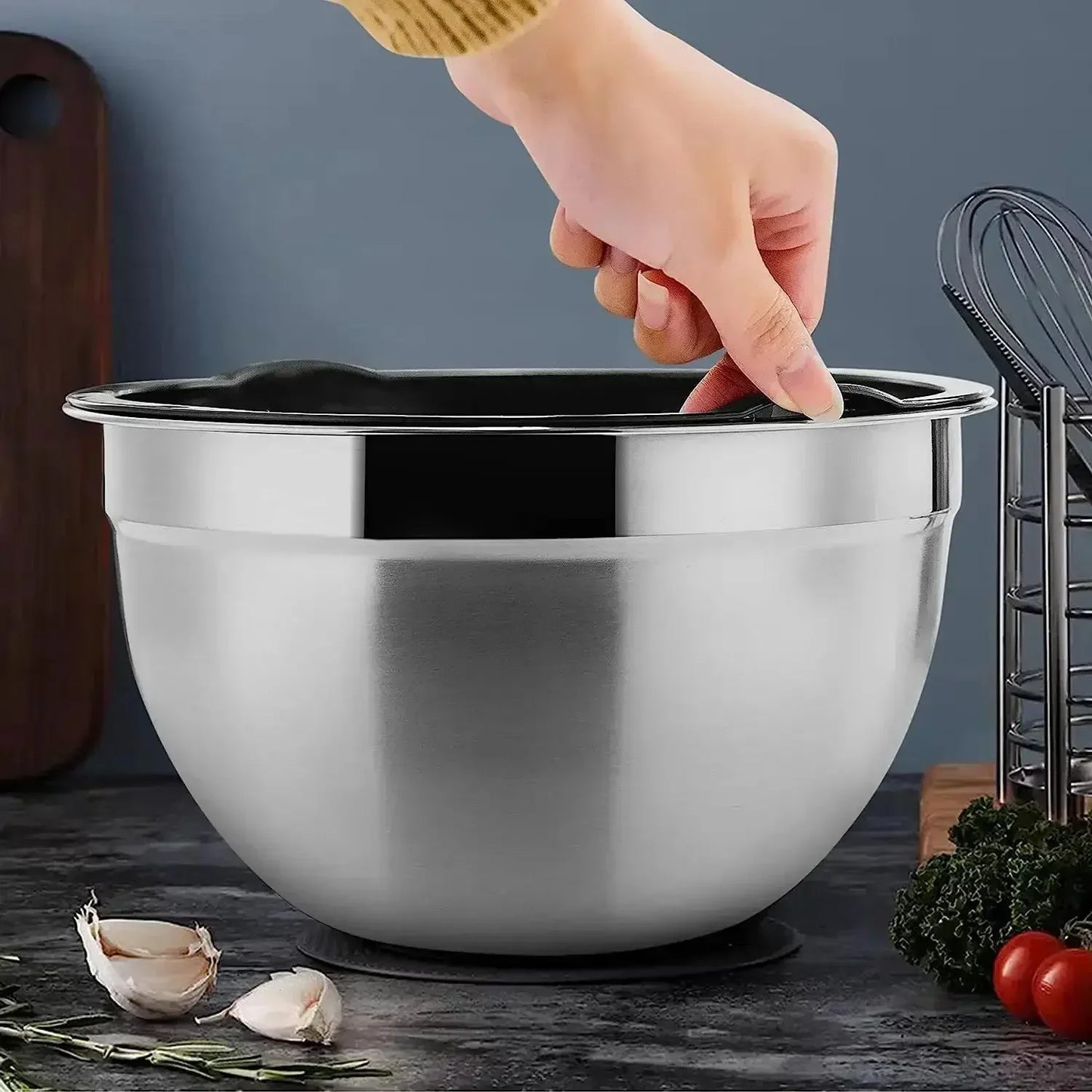 5-Piece Stainless Steel Nesting Mixing Bowl Set - Kitchen Essentials for Baking, Serving,Dishwasher Safe, and Easy to Store