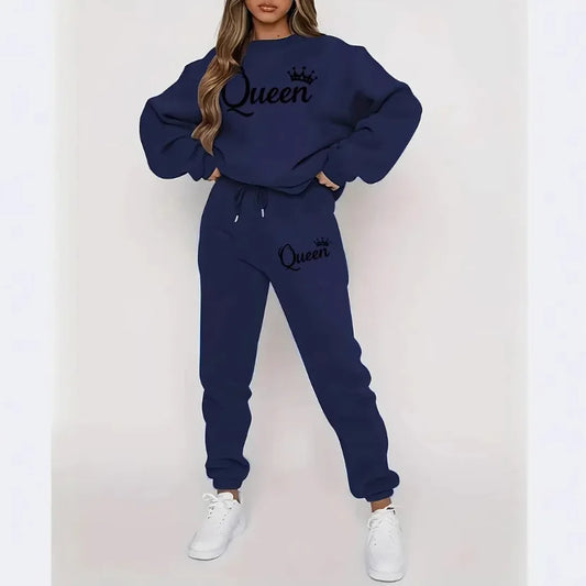 Autumn Winter Fleece Sweatshirt Sports Set Comfortable Polyester Women's Fashion