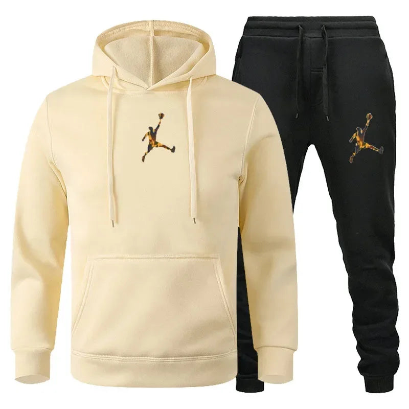 2025 Autumn/Winter Men's Fashionable long-sleeved sweatshirt + casual pants 2-piece set