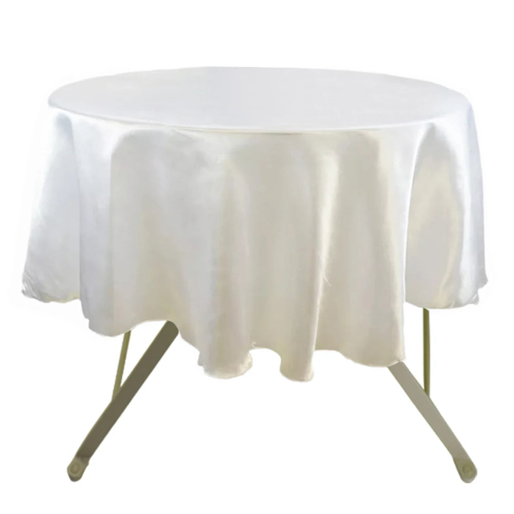 White Round Satin Table Cloths