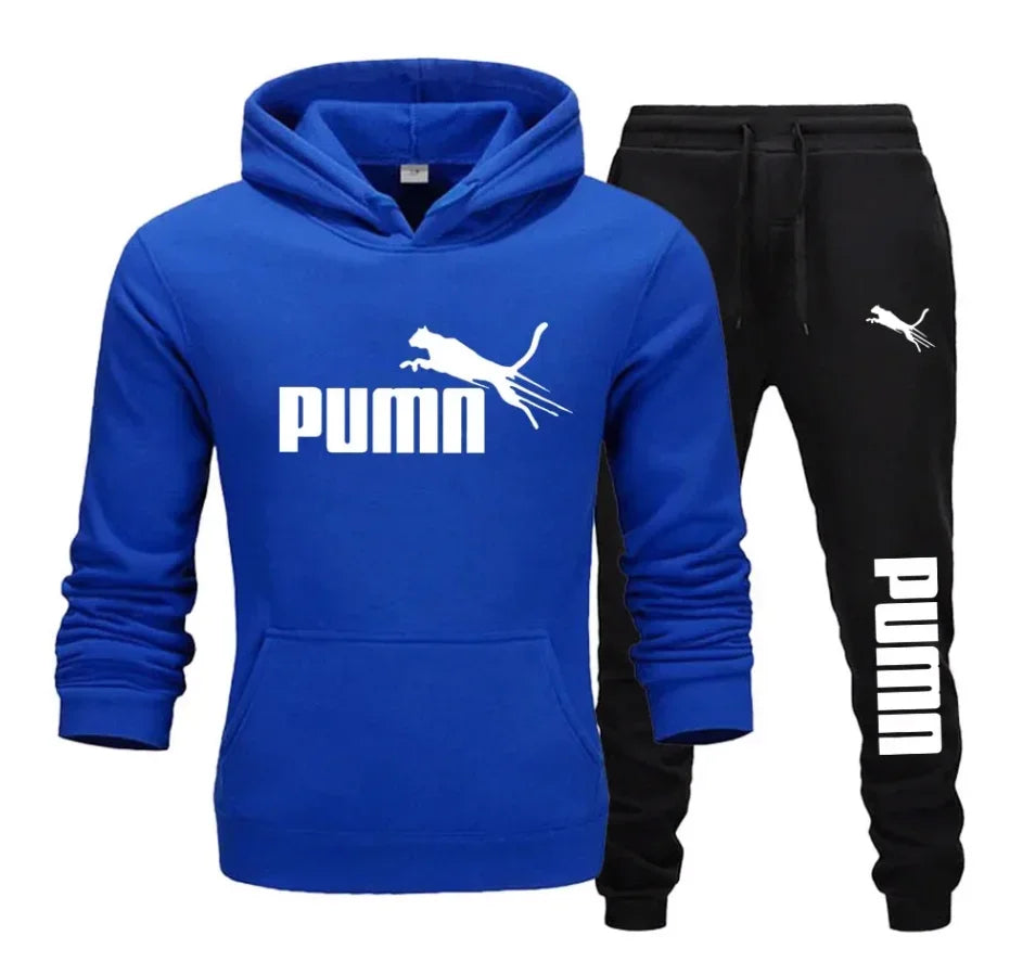 New autumn and winter men's pullover hoodie + pants 2-piece