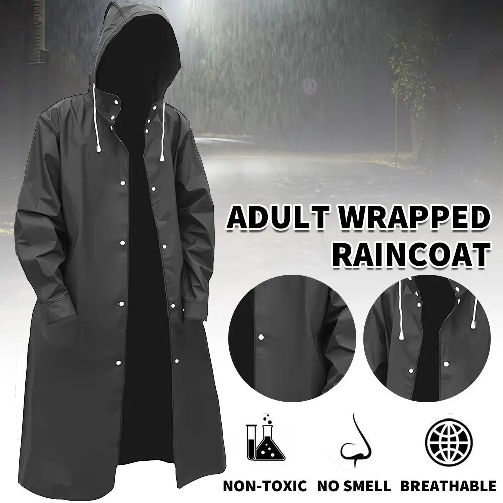Raincoats for Adults Reusable, EVA Rain Ponchos Lightweight Rain Coat Waterproof Rain Gear for Men and Women