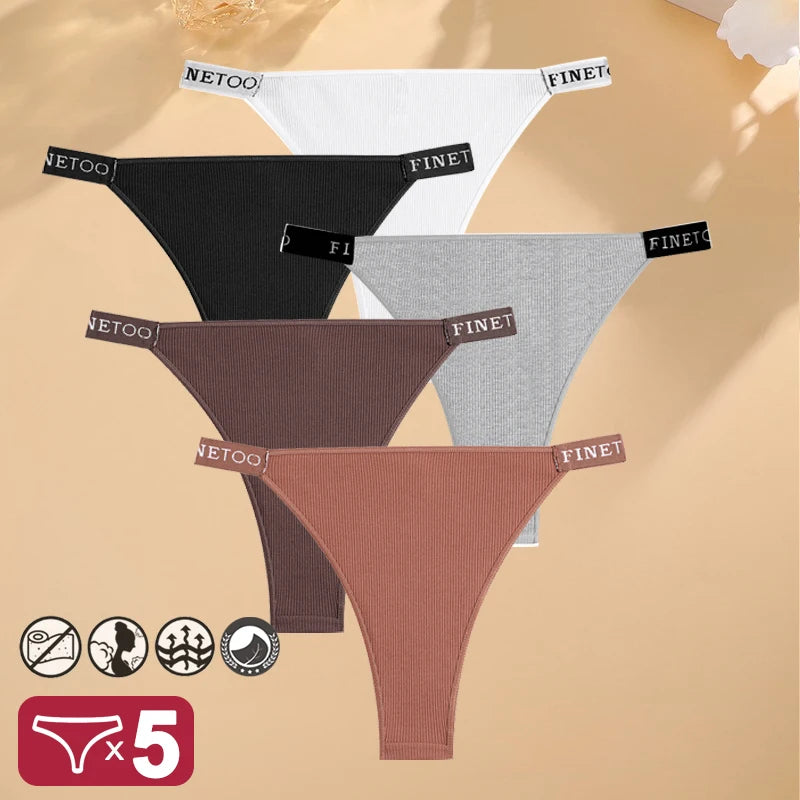 5PCS/Set Sexy Lingerie Women Cotton Panties Finetoo Letter