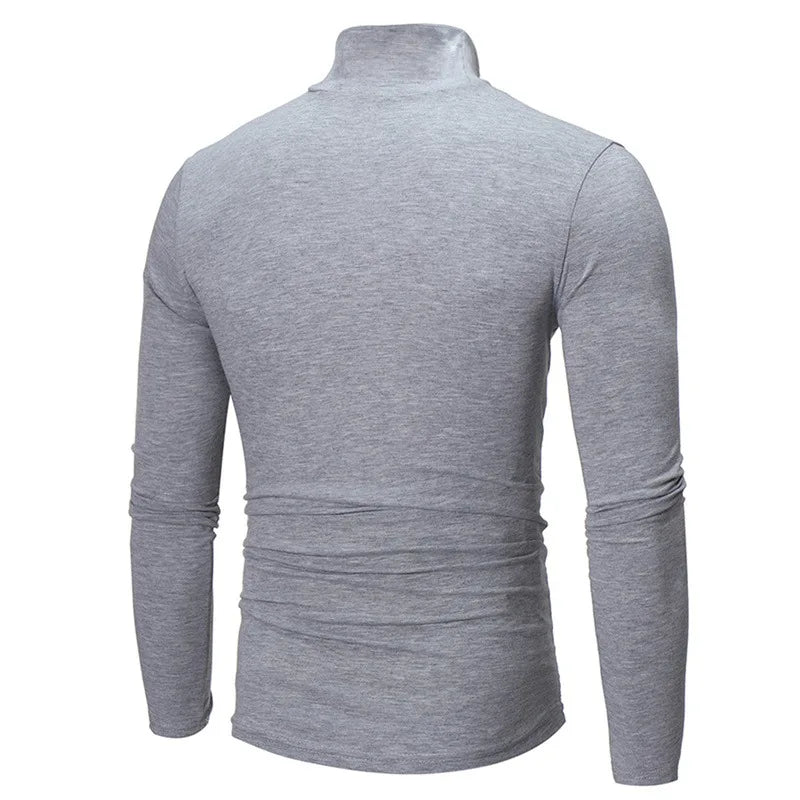 Autumn Winter Men's High Neck Apparel Pullover Thermal Tops