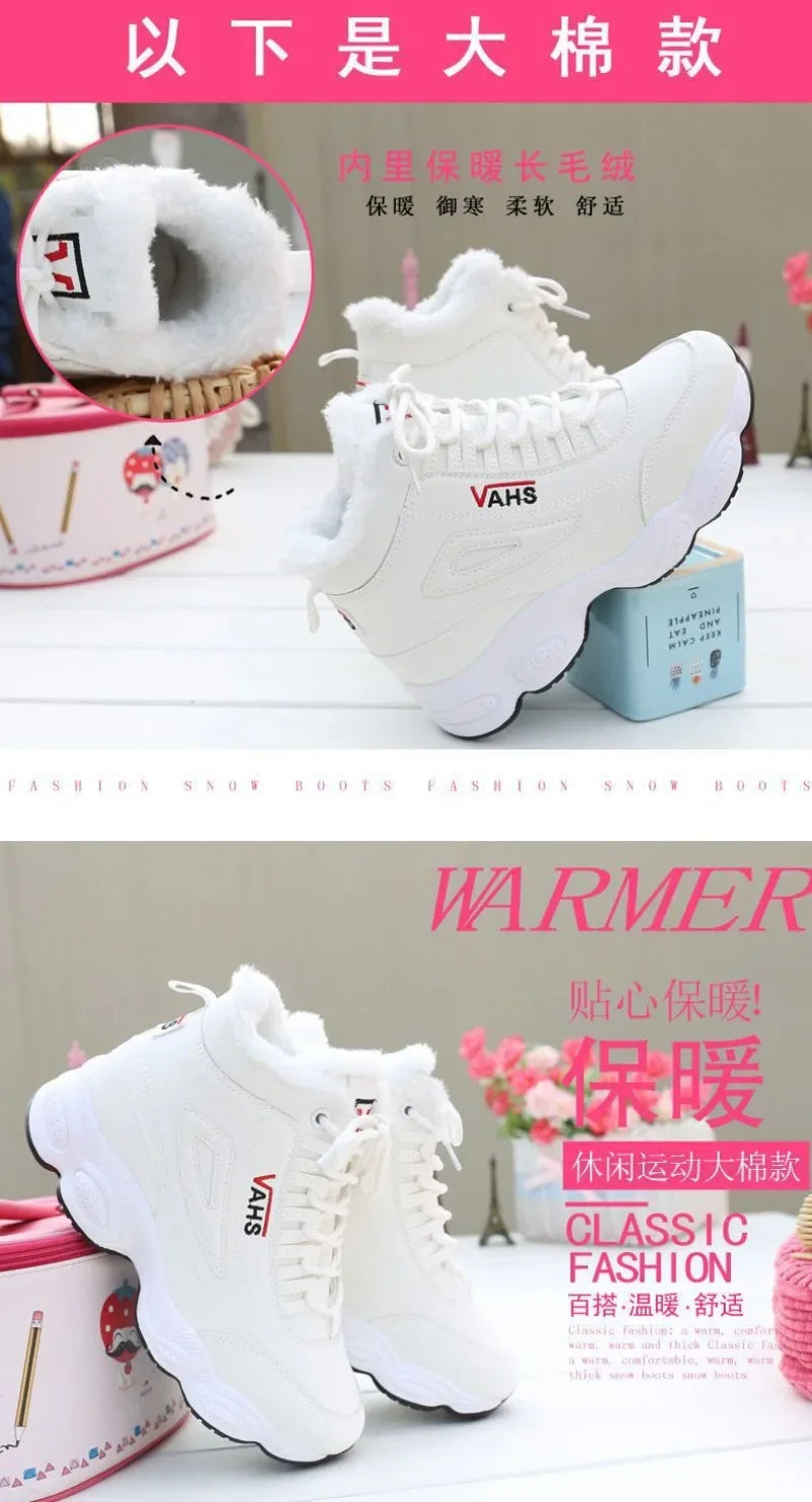 New Winter Thick-soled Women's Sneakers Warm Plus Velvet Cotton Shoes Height-increasing Non-slip Platform Women Shoes Snow Boots