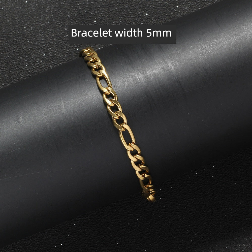 Fashion Men European and American Street Figaro Titanium Steel Cuban Link Chain