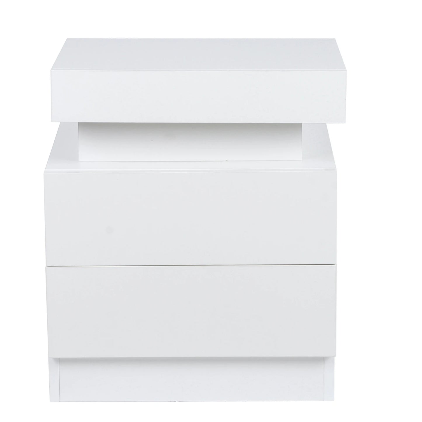 Bedside Table Large Capacity RGB Light Storage Nightstand Cabinet with 2 Drawers for Bedroom Nightstand Bedroom LED Nightstand