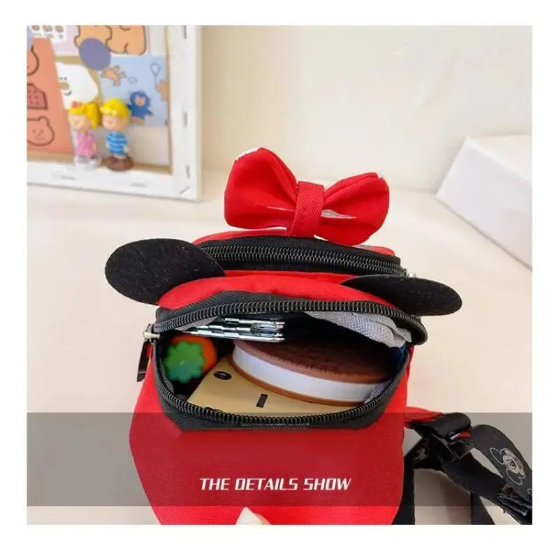 Disney 2024 New Fashion Mickey Cartoon Single Shoulder Crossbody Bag for Boys and Girls Cute Girls Coin Crossbody Bag