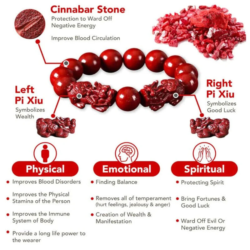 FengShui Pixiu Charms Cinnabar Bracelet Pixiu