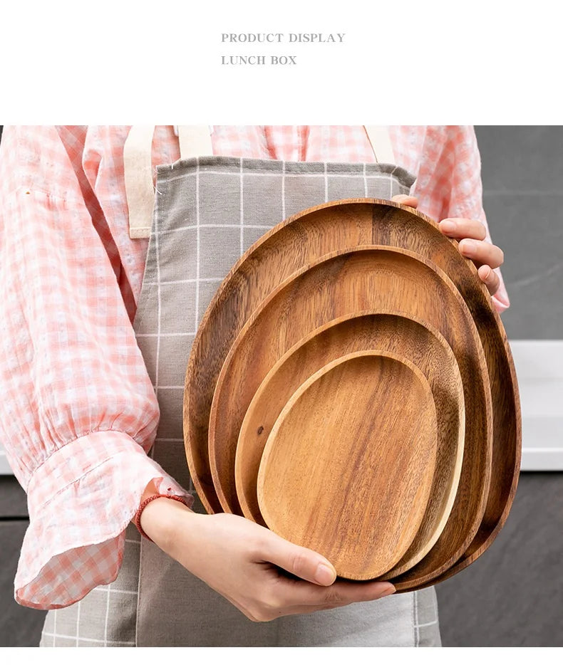 HeMu-Acacia Wooden Plate Set, Special-Shaped, Cake, Dessert, Fruit Serving, Small Sushi, Food Dishes, Premium Acacia