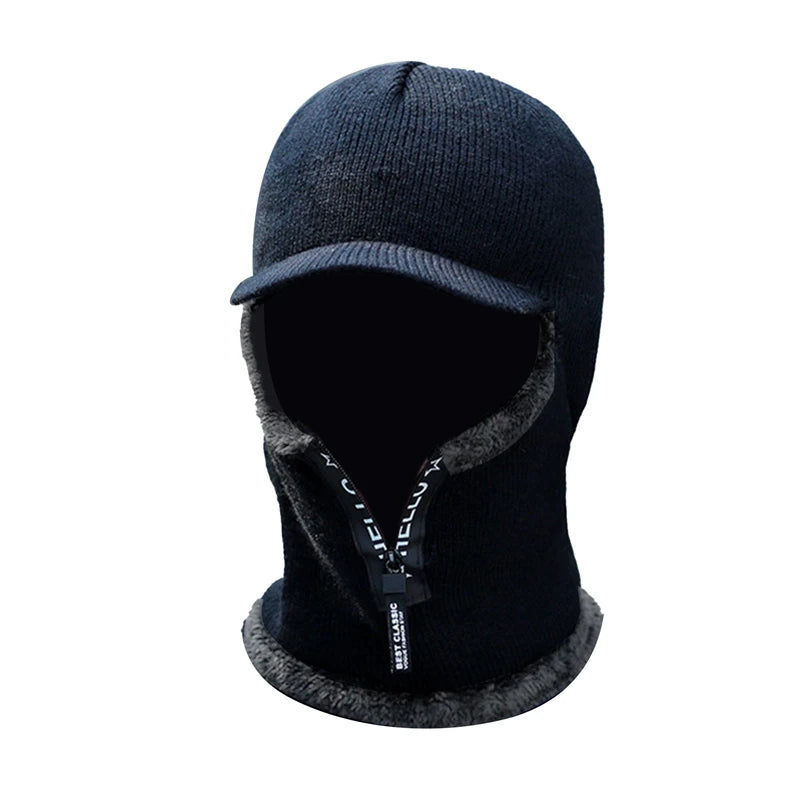 New Men, Women Winter Warm Wool Hat Outdoor Ear Protection Hats Warm Thick Bicycle Knitted Capd Scarf Windproof Visors Cap