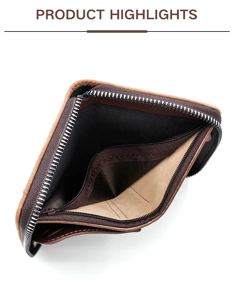 Men's Wallet Made Of Leather Wax Oil Skin Purse For Men Coin Purse