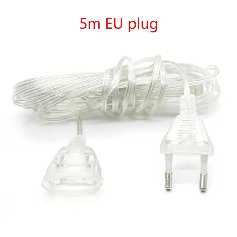 EU / US Plug 3 / 5m Extender Wire For LED String Light Christmas String Extension