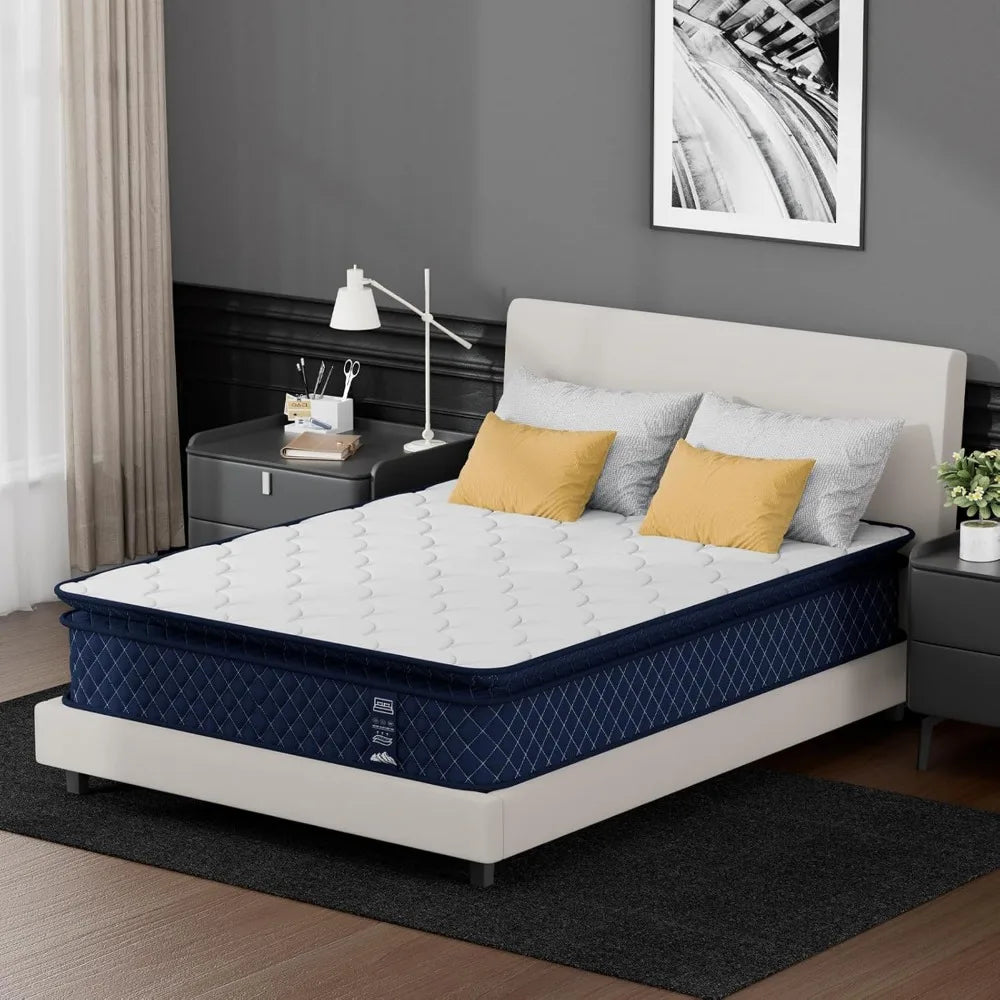 King Mattress 12 Inch, Memory Foam Hybrid King Size Mattress in a Box with Independent Spring, Medium Firm, Edge Support & Press