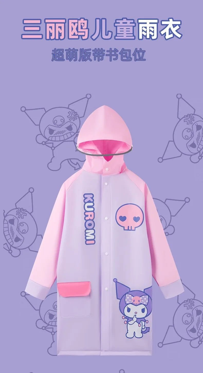 Japanese Amine Raincoat Stay Dry & Comfy in the Rain Outdoor Walking Cycling Kids Poncho Hooded Jacket for Girls & Boys